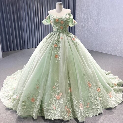 JANCEMBER Luxury Matcha Green Quinceanera Dresses For 15 Party Princess Flowers Birthday Party Dress Pleat RSM222240 Bar Mitzvah