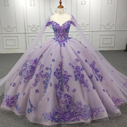 Quinceanera Dresses Ball Gown Flower Vestidos De 15 Años Purple Sweetheart Appliques Evening Party Dress 2023 DY9976 Bar Mitzvah