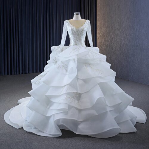 Exquisite Princess Wedding Dress Organza Ball Gown O-Neck Wedding Gown For Bride 2023 Sequined RSM222128 Vestidos De Novia