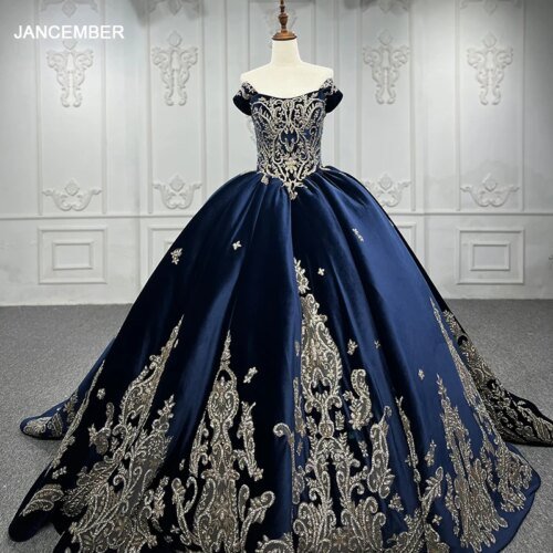 Velvet Blue Evening dresses Ball Gown Quinceanera Dress 2022 Off The Shoulder DY9867 vestidos para 15 quinceanera 202