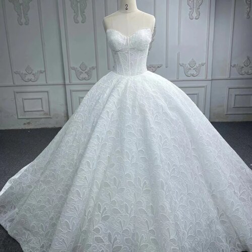 Factory Wholesale Simple Evening Dress for Women Ball Gown Strapless Court Train DY6642 Pleat Lace Up Beading robe soirée