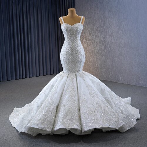 Exquisite Wedding Dresses Organza Spaghetti Strap Sweetheart Mermaid Wedding Gowns RSM231086 Beading Vestido Novia 2023