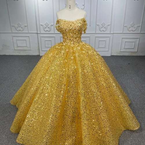 JANCEMBER Luxury Quinceanera Dresses Organza Ball Gown Sequined Beading 2023 Yellow Strapless DY6551 Bar Mitzvah