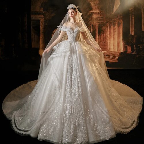 Jancember Novelty Exquisite Wedding Dresses Sequins O-Neck Short Sleeves Embroidery Button Illusion Vestidos De Novia LSMX017