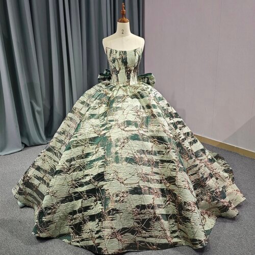 Quinceanera Dresses Strapless Evening Dresses for Wedding Ball Gown Court Train Bow Lace Up Exquisite Modern Price DY6630