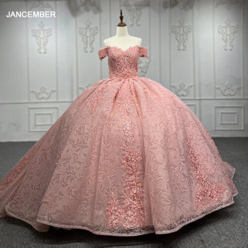 Vestidos De 15 Años Quinceañeras Lace Off The Shoulder Beading Crystal DY7576 Pink Ball Gown Party Dresses